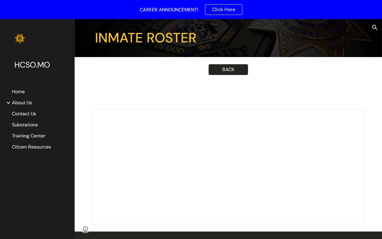 Howell County current custody roster and booking record interface